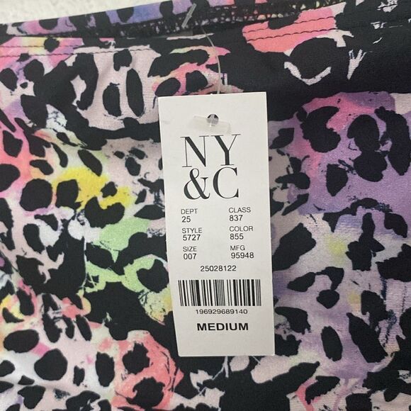 NWT-NY&C Swimwear- purple Leopard-Print High-Waisted Bikini Bottom - Size Medium - Picture 6 of 10